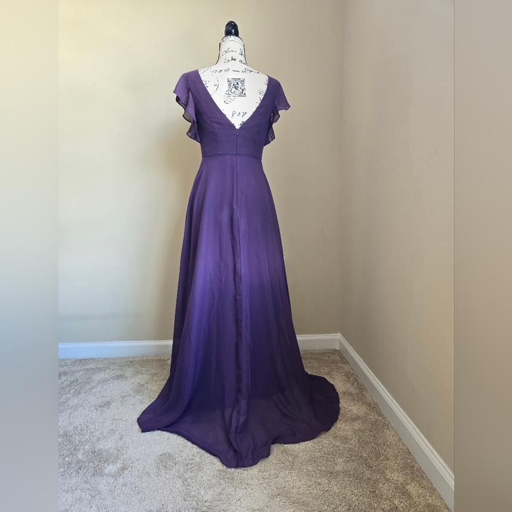 JJs House Braidsmaid Dress Womens 2 Plum High Low Maxi - Picture 4 of 12